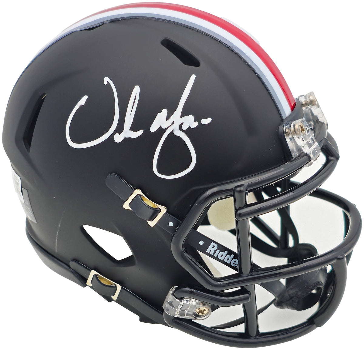 Urban Meyer Autographed Ohio State Buckeyes Black Speed Mini Helmet Beckett BAS Witness
