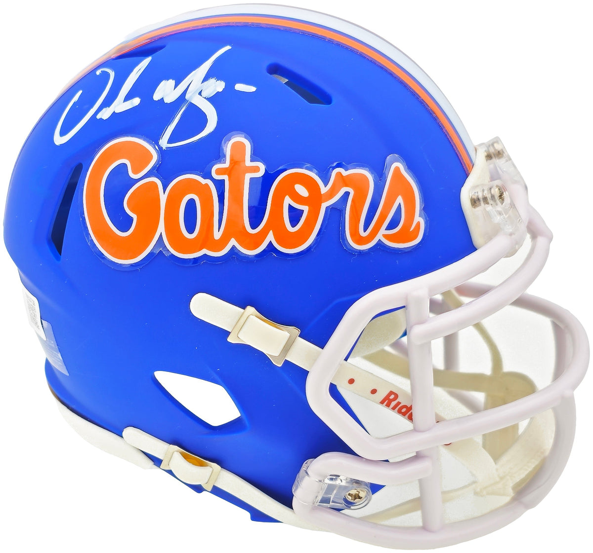 Urban Meyer Autographed Florida Gators Blue Speed Mini Helmet Beckett BAS Witness