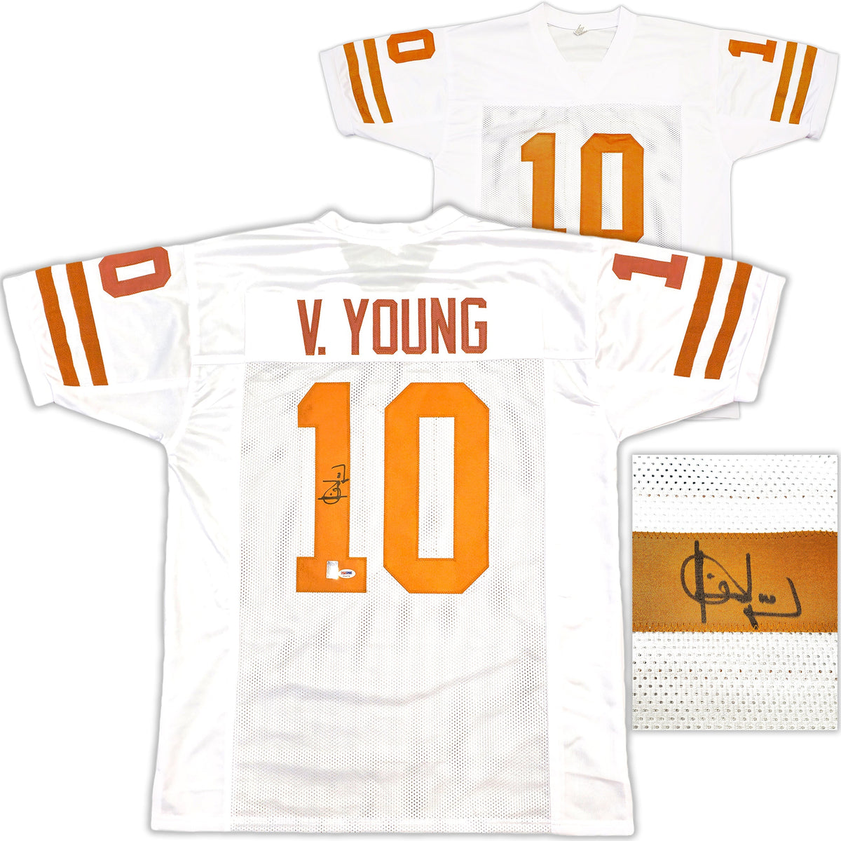 Texas Longhorns Vince Young Autographed White & Orange Jersey PSA/DNA