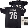Oakland Raiders Bob Brown Autographed Black Jersey "HOF 04" Beckett BAS QR
