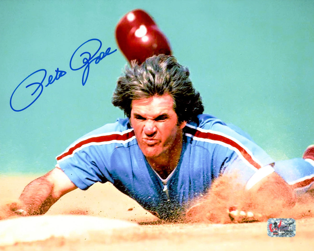 Pete Rose Autographed 8x10 Photo Philadelphia Phillies Headfirst Dive PR Holo