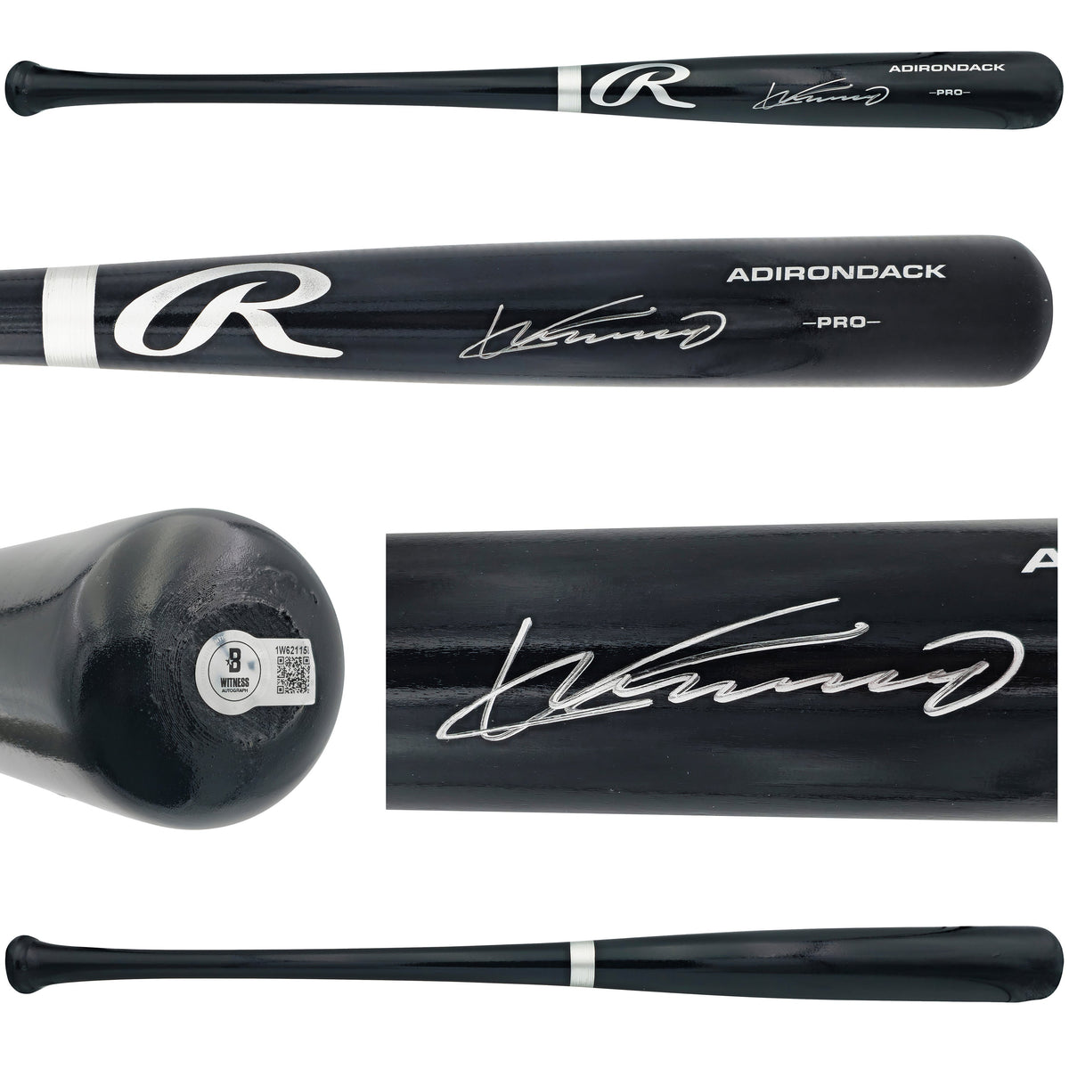 Vladimir Guerrero Sr. Autographed Black Rawlings Adirondack Pro Baseball Bat Anaheim Angels Beckett BAS Witness