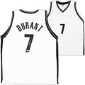 Brooklyn Nets Kevin Durant Autographed White Jersey Beckett BAS Witness Stock #215771