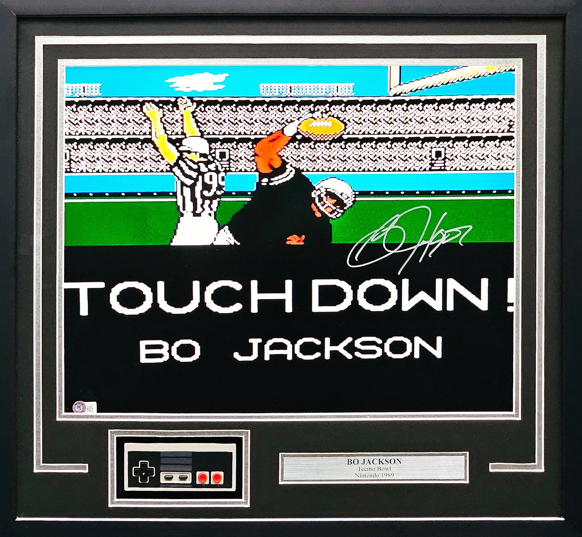 Bo Jackson Autographed Framed 16x20 Nintendo Tecmo Bowl Photo With NES Controller Oakland Raiders Beckett BAS Witness