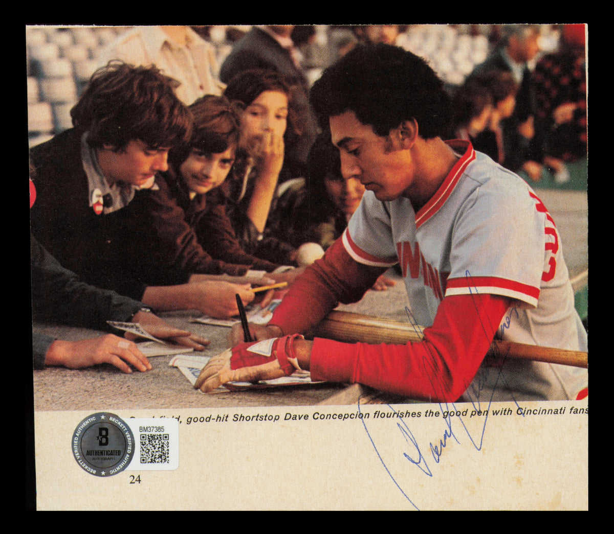 Dave Concepcion Autographed 5.5x5 Magazine Page Photo Cincinnati Reds Beckett BAS QR #BM37385
