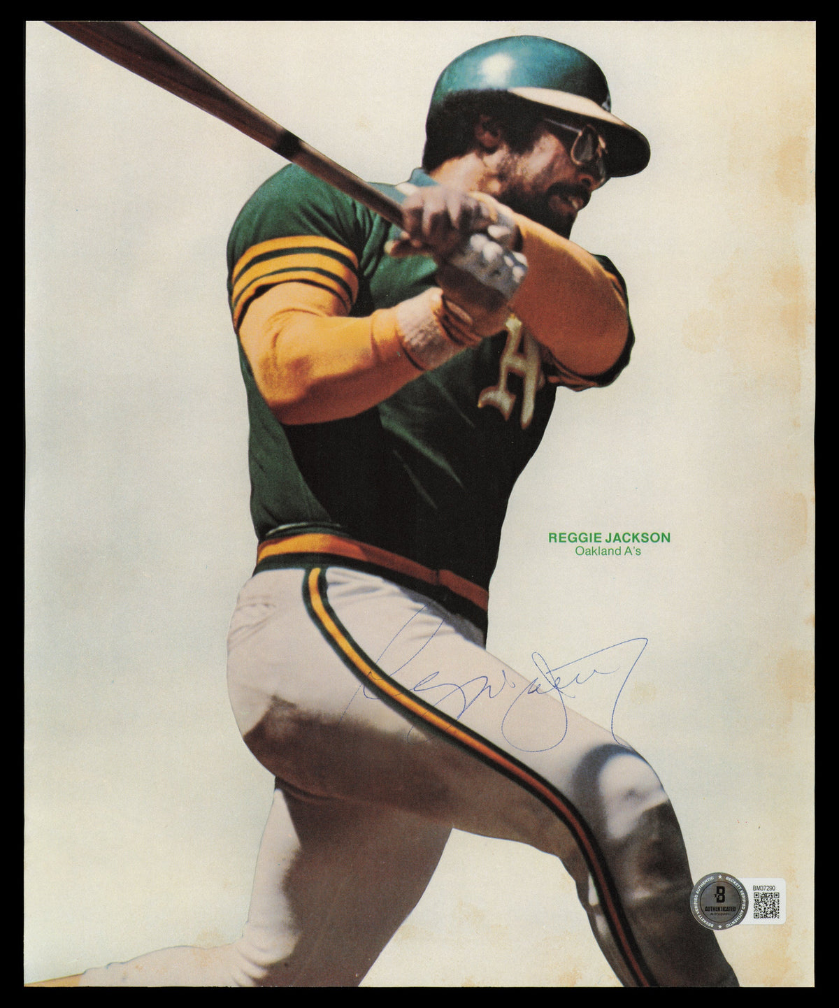 Reggie Jackson Autographed 8.5x11.5 Magazine Page Photo Oakland A's Vintage Signature Beckett BAS QR #BM37290