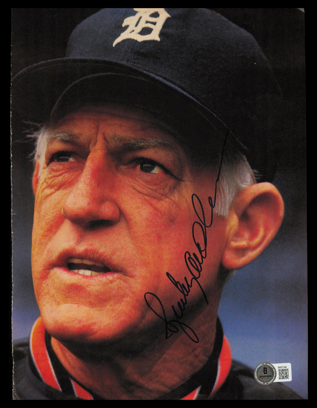 Sparky Anderson Autographed 8.5x11 Magazine Page Photo Detroit Tigers Beckett BAS QR #BM37248