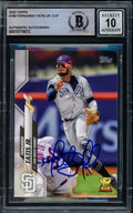 Fernando Tatis Jr. Autographed 2020 Topps Card #168 San Diego Padres Auto Grade Gem Mint 10 Beckett BAS Stock #216665