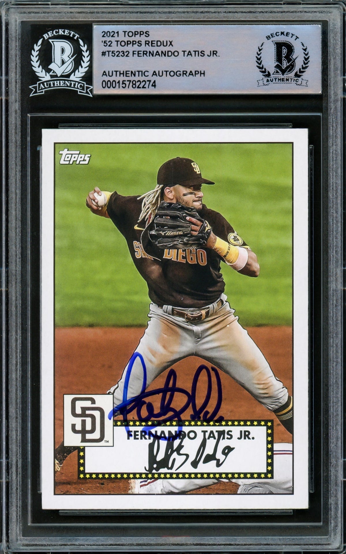 Fernando Tatis Jr. Autographed 2021 Topps 1952 Redux Card #T52-32 San Diego Padres Beckett BAS Stock #216878