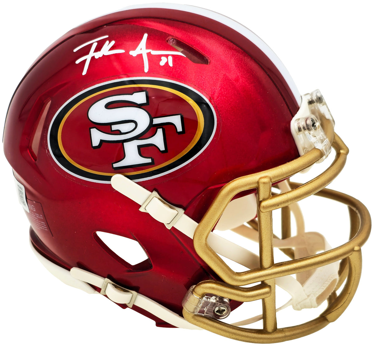 Frank Gore Autographed San Francisco 49ers Flash Red Speed Mini Helmet Beckett BAS Witness