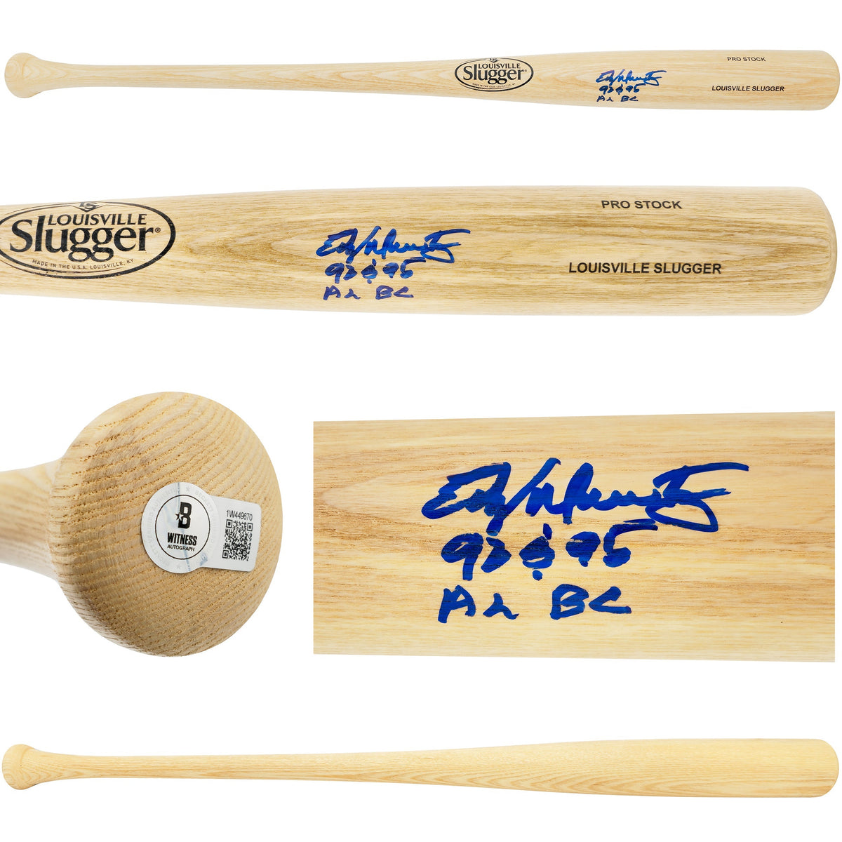 Edgar Martinez Autographed Blonde Louisville Slugger Pro Stock Baseball Bat Seattle Mariners "92 & 95 AL BC" Beckett BAS Witness