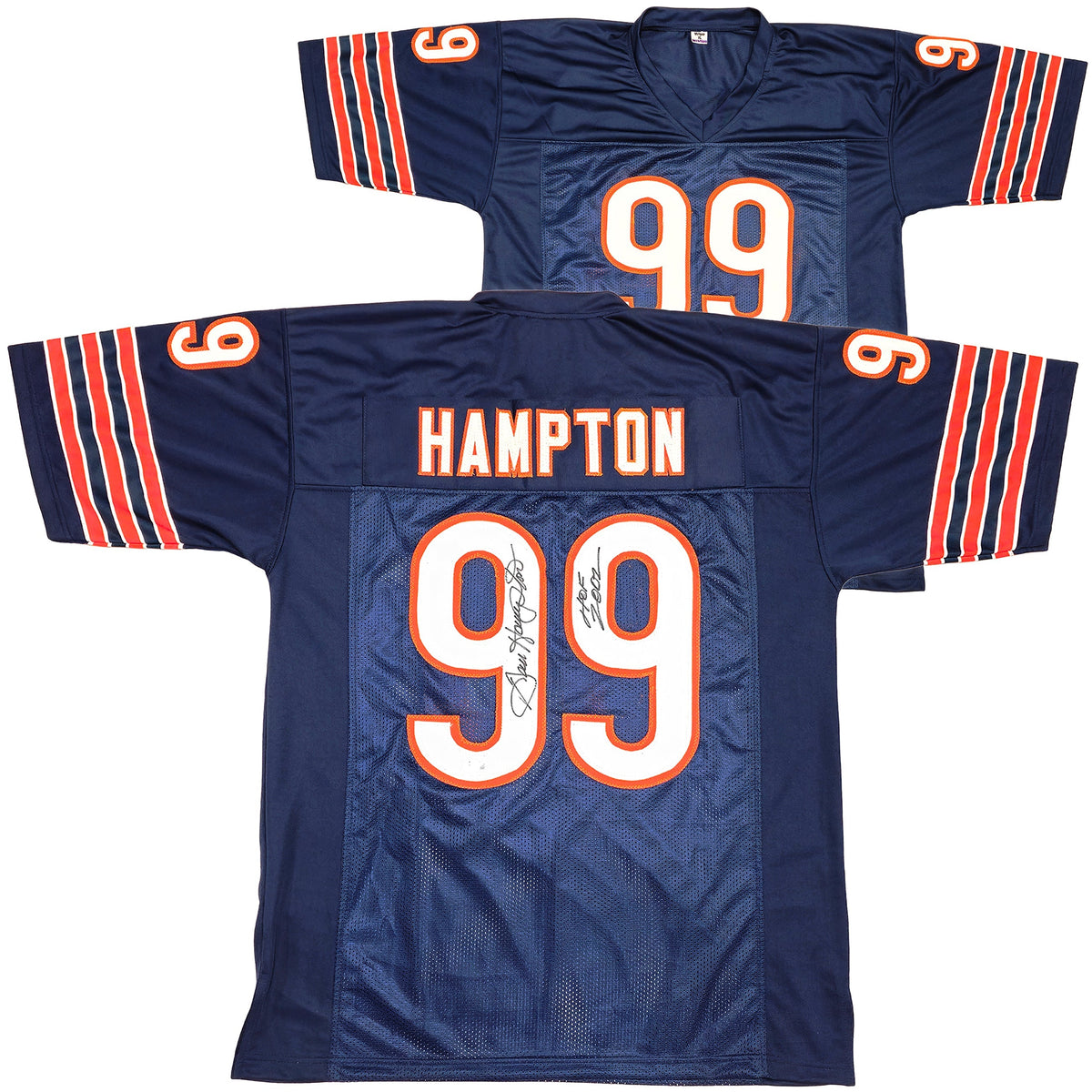 Chicago Bears Dan Hampton Autographed Blue Jersey "HOF 2002" Beckett BAS Witness