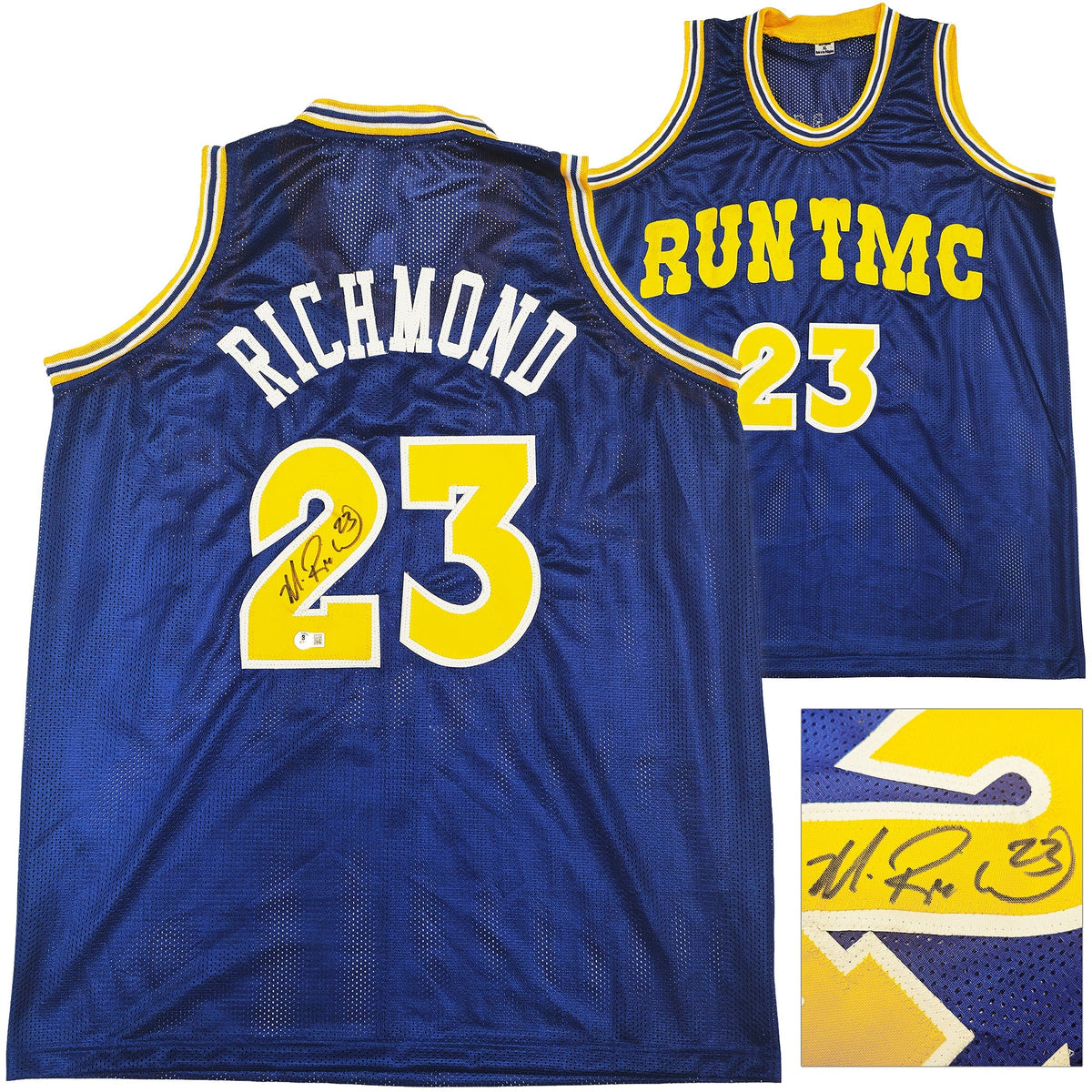Golden State Warriors Mitch Richmond Autographed Blue Jersey Beckett BAS Witness
