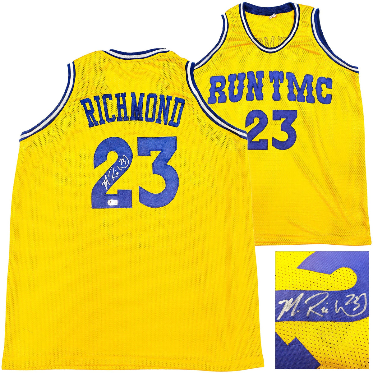 Golden State Warriors Mitch Richmond Autographed Yellow Jersey Beckett BAS Witness