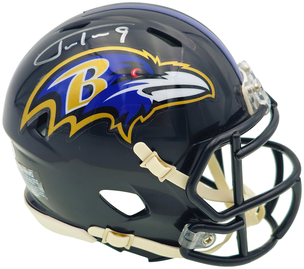 Justin Tucker Autographed Baltimore Ravens Black Speed Mini Helmet JSA