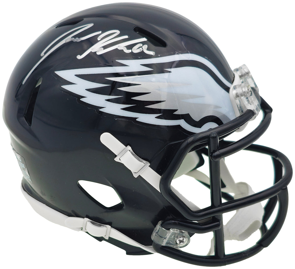 Jason Kelce Autographed Philadelphia Eagles Black Speed Mini Helmet Beckett BAS QR