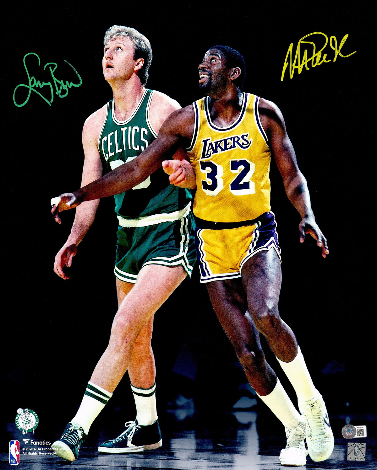 Larry Bird & Magic Johnson Autographed 16x20 Photo Beckett BAS Witness