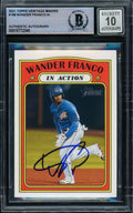 Wander Franco Autographed 2021 Topps Heritage Minor League Rookie Card #188 Tampa Bay Rays Auto Grade Gem Mint 10 Beckett BAS #15772340