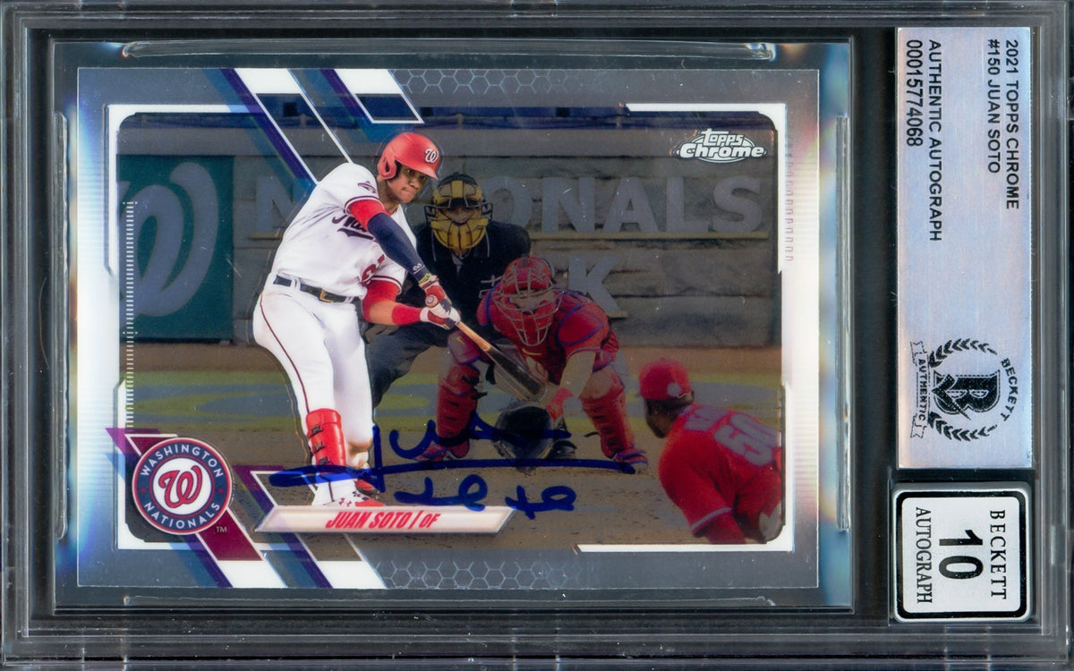 Juan Soto Autographed 2021 Topps Chrome Card #150 Washington Nationals Auto Grade Gem Mint 10 Beckett BAS #15774068