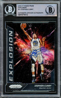 Stephen Curry Autographed 2016-17 Panini Prizm Explosion Card #17 Golden State Warriors Beckett BAS #15779172
