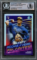Wander Franco Autographed 2022 Bowman Chrome ROY Favorite Rookie Card #ROYF1 Tampa Bay Rays Beckett BAS #15780148