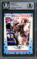 Karl Malone Autographed 1989-90 Fleer Sticker Card #1 Utah Jazz Beckett BAS #15781091