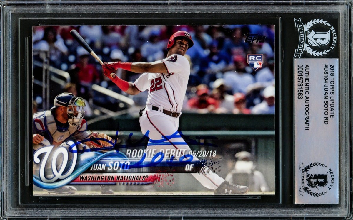 Juan Soto Autographed 2018 Topps Update Rookie Card #US104 Washington Nationals Beckett BAS #15781563