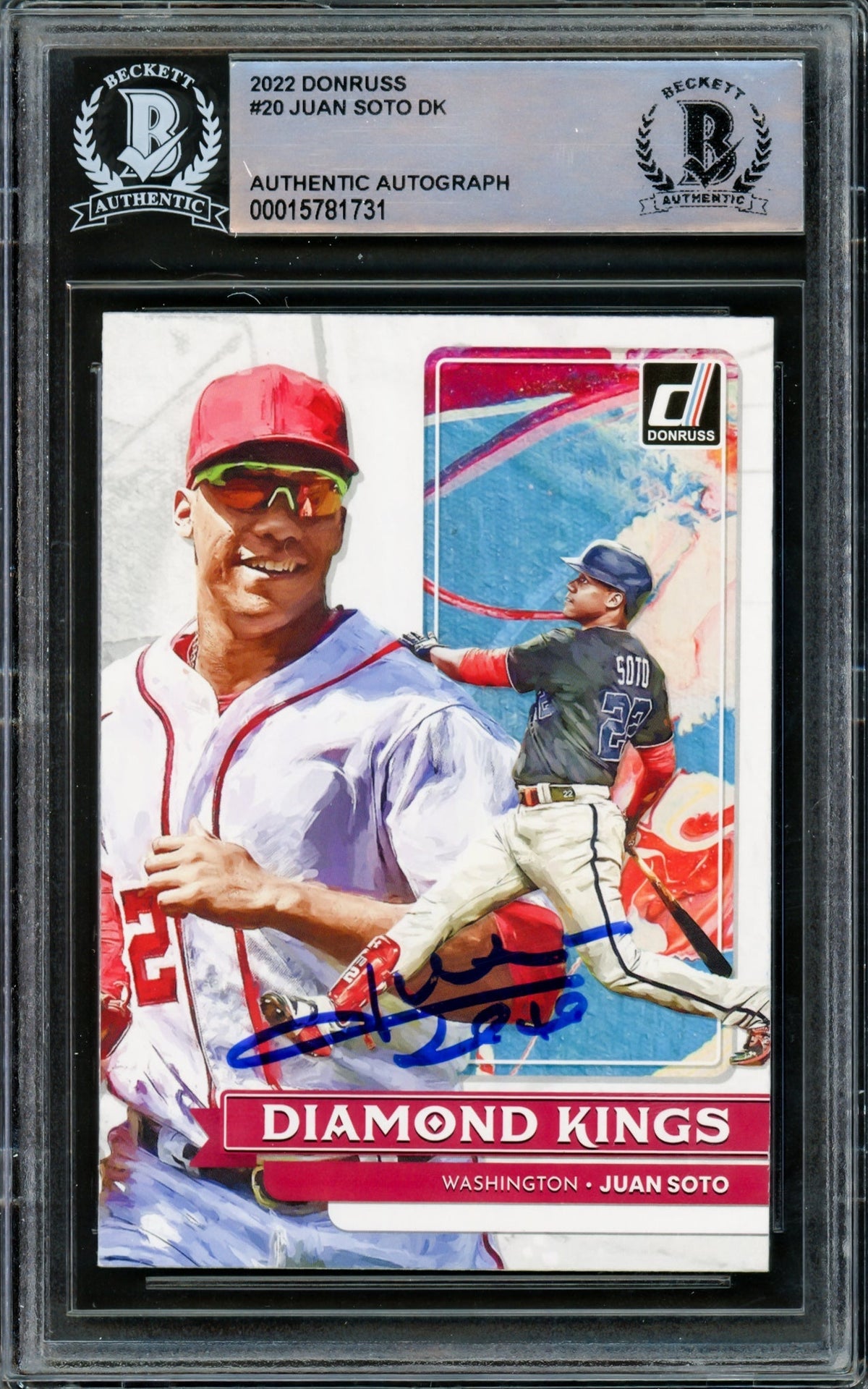 Juan Soto Autographed 2022 Donruss Diamond Kings Card #20 Washington Nationals Beckett BAS #15781731