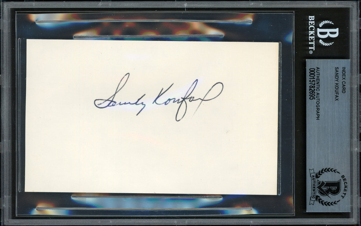 Sandy Koufax Autographed 3x5 Index Card Los Angeles Dodgers Beckett BAS #15782695