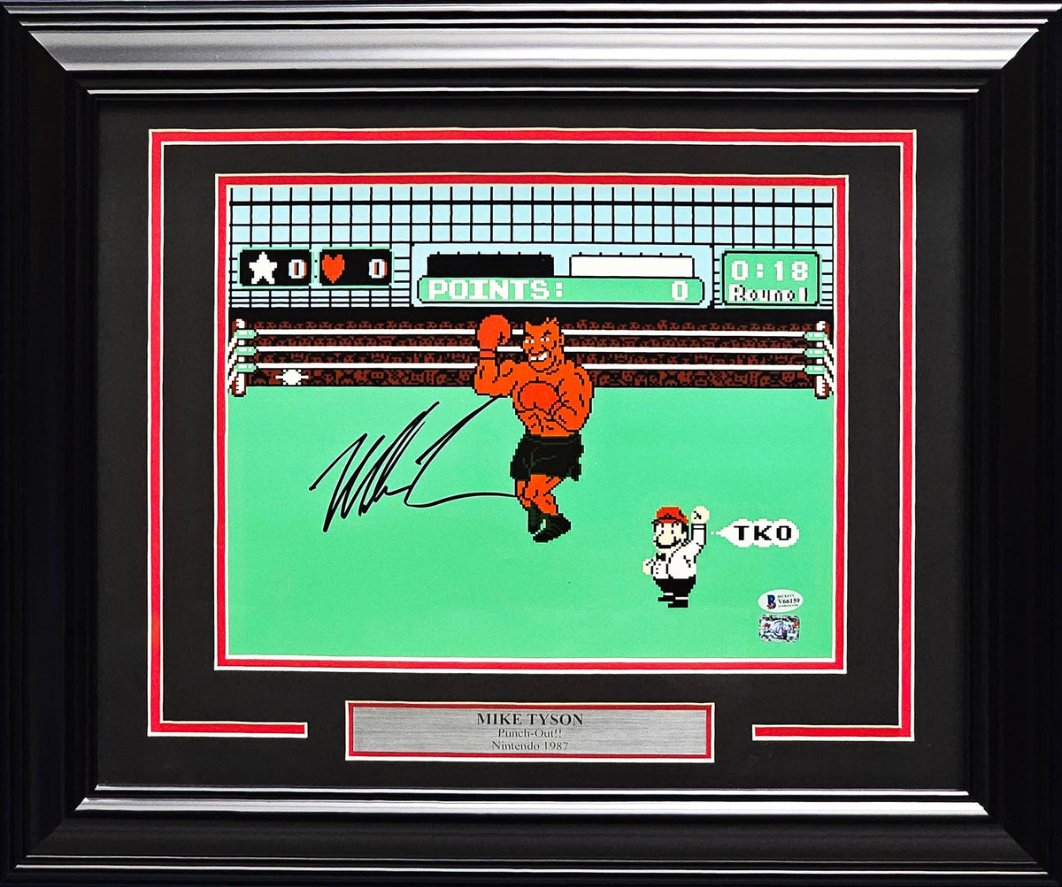 Mike Tyson Autographed Framed 11x14 Photo Nintendo Punch-Out!! Beckett BAS Stock #215844