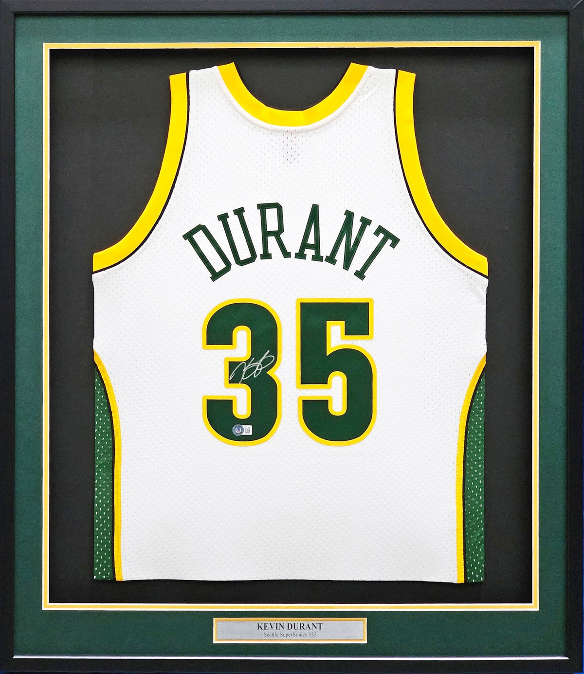 Seattle Supersonics Kevin Durant Autographed Framed White Authentic Mitchell & Ness HWC Swingman 2007-08 Jersey Beckett BAS QR