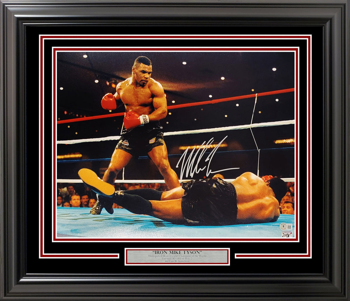Mike Tyson Autographed Framed 16x20 Photo Standing Over Beckett BAS QR Stock #215837