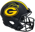 Josh Jacobs Autographed Green Bay Packers Eclipse Black Full Size Speed Replica Helmet Beckett BAS Witness