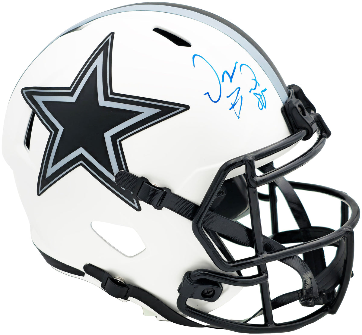 Dez Bryant Autographed Dallas Cowboys Lunar Eclipse White Full Size Speed Replica Helmet Beckett BAS Witness