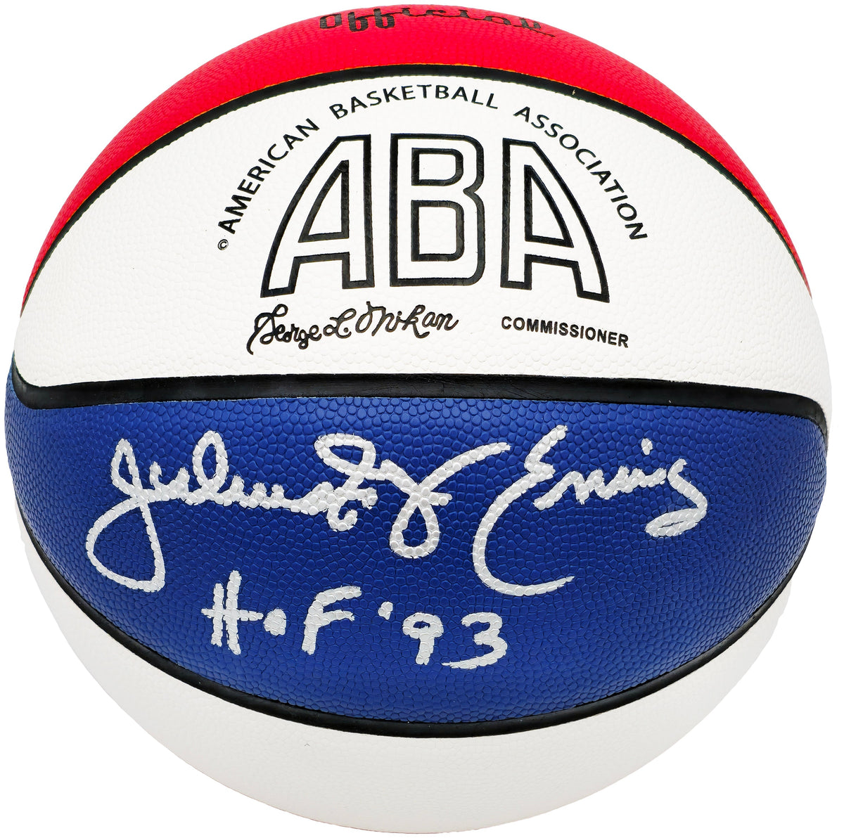 Julius "Dr. J" Erving Autographed Official ABA Logo Red, White & Blue Basketball Philadelphia 76ers "HOF 93" Beckett BAS Witness