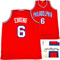 Philadelphia 76ers Julius "Dr. J" Erving Autographed Red Jersey Beckett BAS Witness