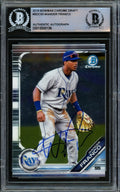 Wander Franco Autographed 2019 Bowman Chrome Draft Rookie Card #BDC-93 Tampa Bay Rays Beckett BAS #15500196