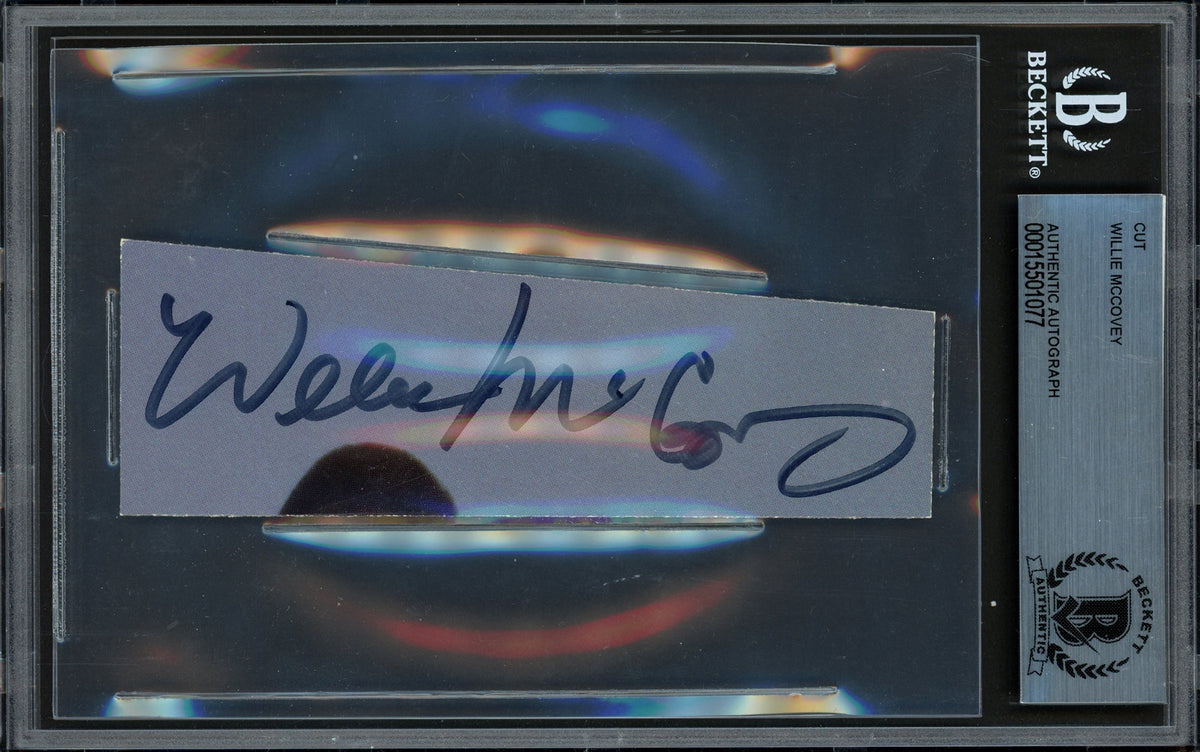Willie McCovey Autographed 1.5x5 Cut Signature San Francisco Giants Beckett BAS #15501077