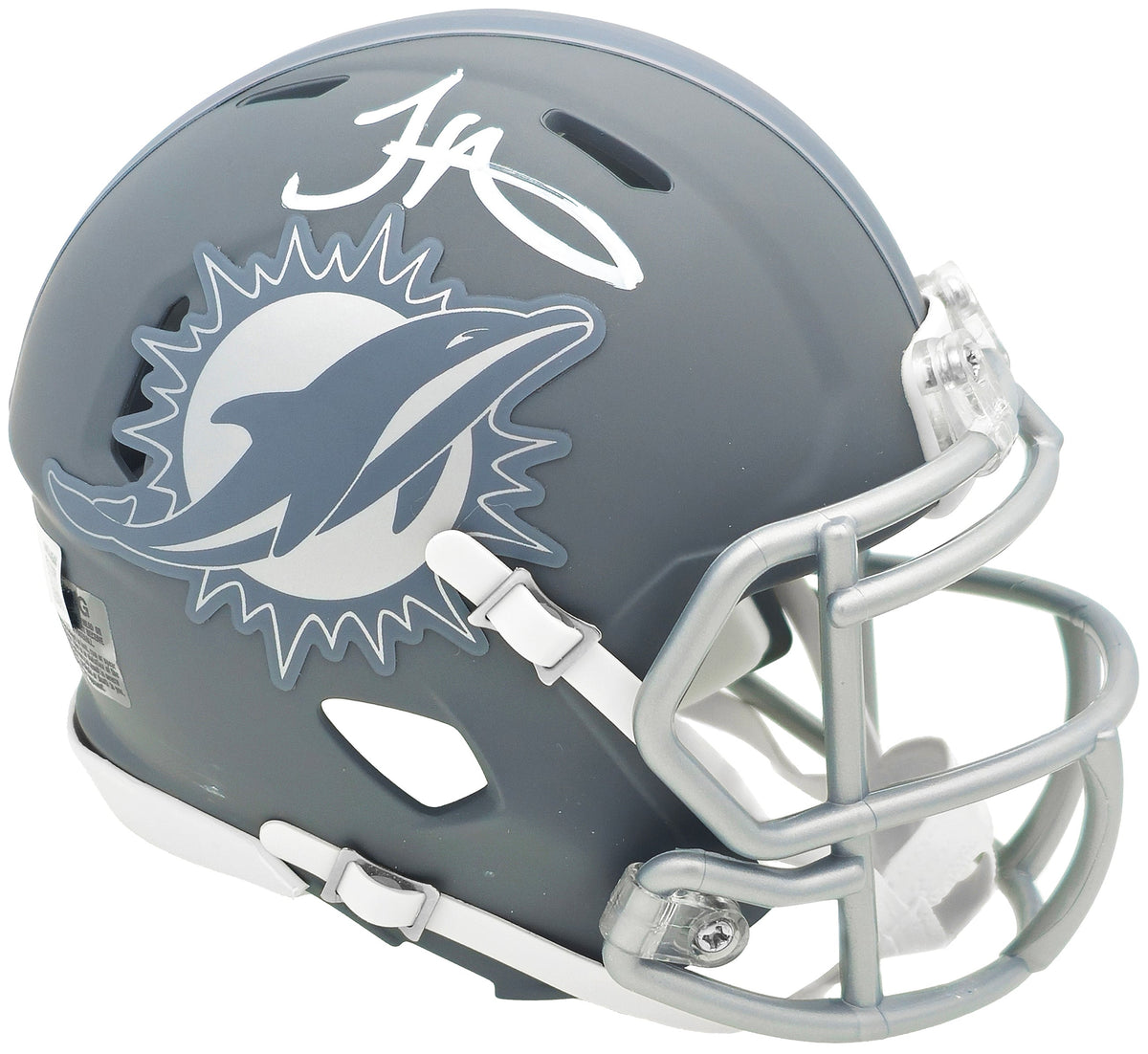 Tyreek Hill Autographed Miami Dolphins Slate Gray Speed Mini Helmet Beckett BAS Witness