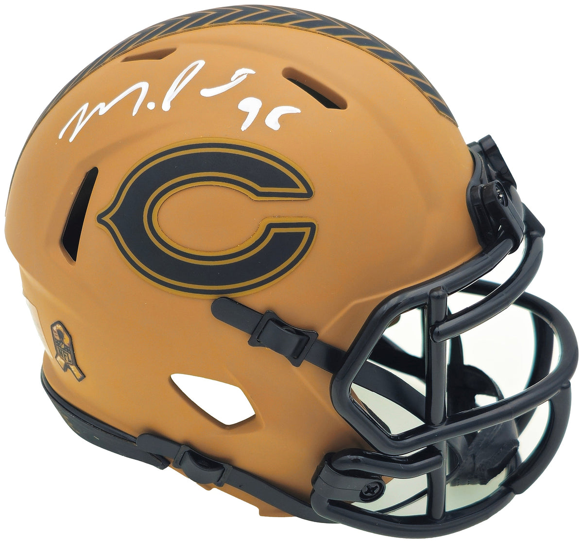 Montez Sweat Autographed Chicago Bears Camo Brown Salute to Service Speed Mini Helmet JSA