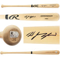 Wyatt Langford Autographed Blonde Rawlings Adirondack Pro Baseball Bat Texas Rangers Fanatics and MLB Holo