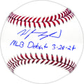 Wyatt Langford Autographed Official MLB Baseball Texas Rangers "MLB Debut 3-28-24" Fanatics and MLB Holo
