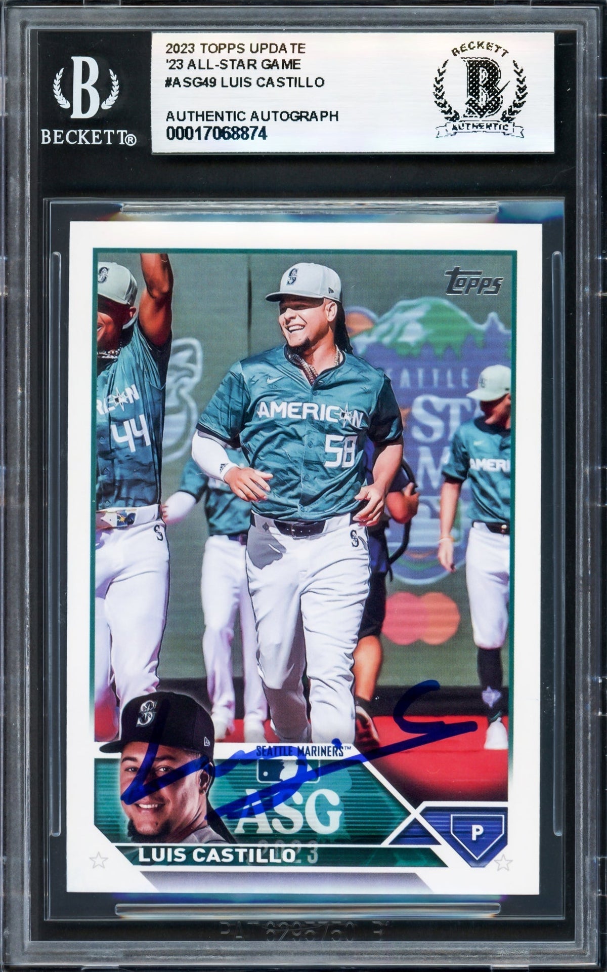 Luis Castillo Autographed 2023 Topps Update All Star Card #ASG-49 Seattle Mariners Beckett BAS
