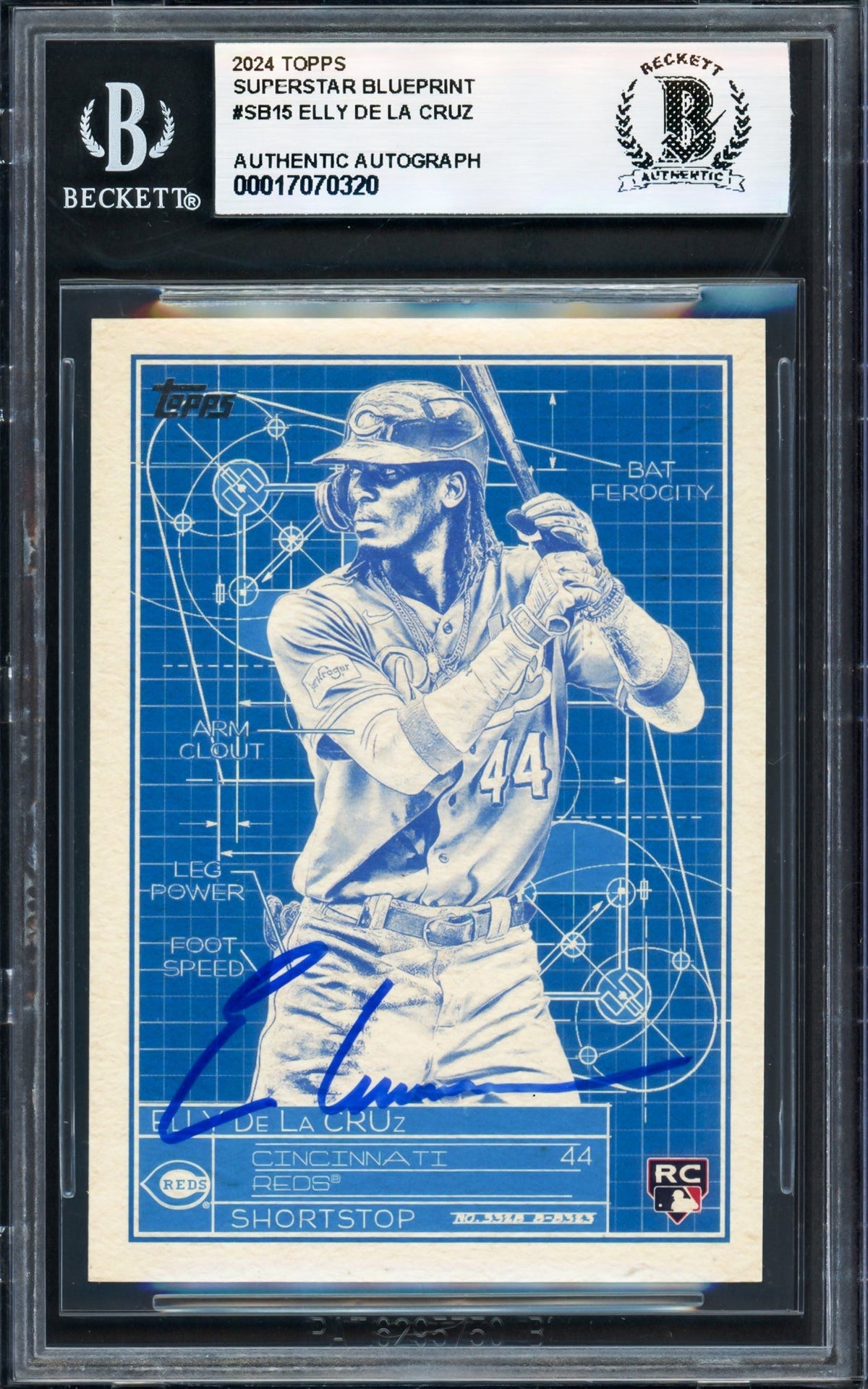 Elly De La Cruz Autographed 2024 Topps Superstar Blueprint Rookie Card #SB15 Cincinnati Reds Beckett BAS
