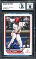 Elly De La Cruz Autographed 2023 Topps Pro Debut Rookie Card #PD170 Cincinnati Reds Auto Grade Gem Mint 10 Beckett BAS