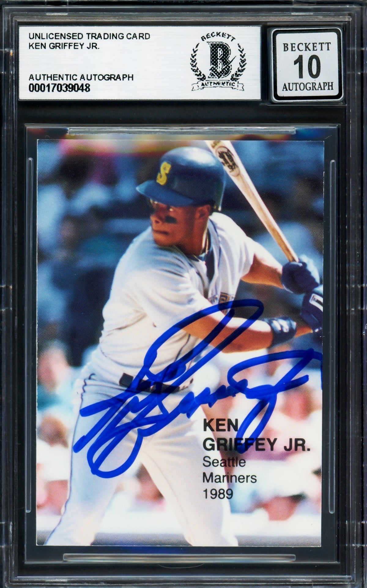 Ken Griffey Jr. Autographed 1989 Action Superstars Rookie Card #5 Seattle Mariners Auto Grade Gem Mint 10 Beckett BAS