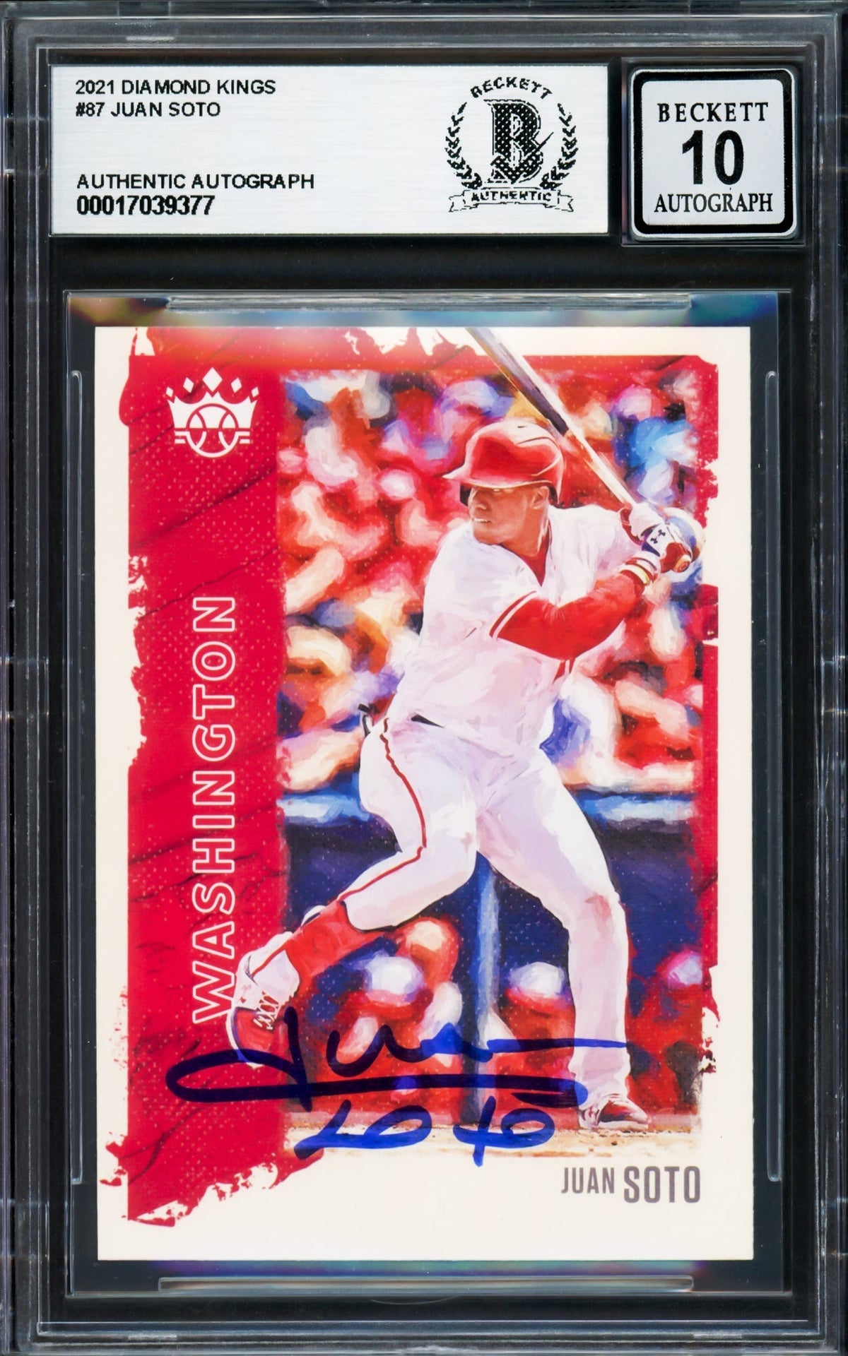 Juan Soto Autographed 2021 Donruss Diamond Kings Card #87 New York Yankees Auto Grade Gem Mint 10 Beckett BAS