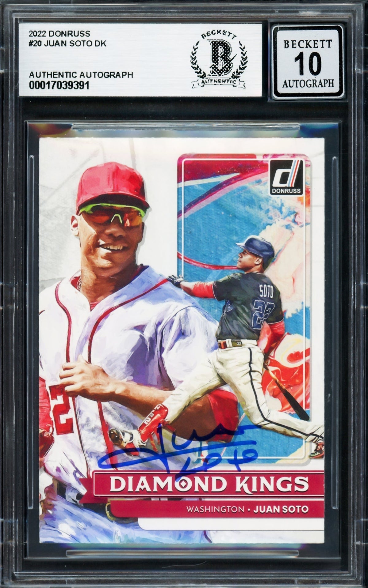 Juan Soto Autographed 2022 Donruss Diamond Kings Card #20 New York Yankees Auto Grade Gem Mint 10 Beckett BAS