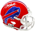 Bruce Smith Autographed Buffalo Bills Red Throwback 1987-2001 Speed Mini Helmet Beckett BAS Witness