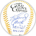 Ken Griffey Jr. & Ichiro Suzuki Autographed Official Gold Glove Logo MLB Baseball Seattle Mariners "10x GG" Beckett BAS Witness Stock #220217
